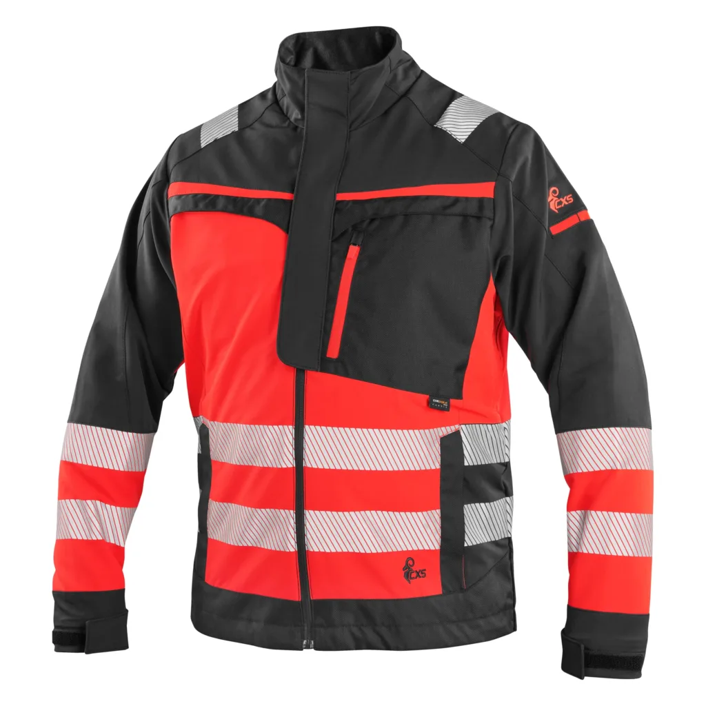 Blůza CXS NAOS HV/R, pánská, černá-červená Hi-Vis, reflexní pruhy