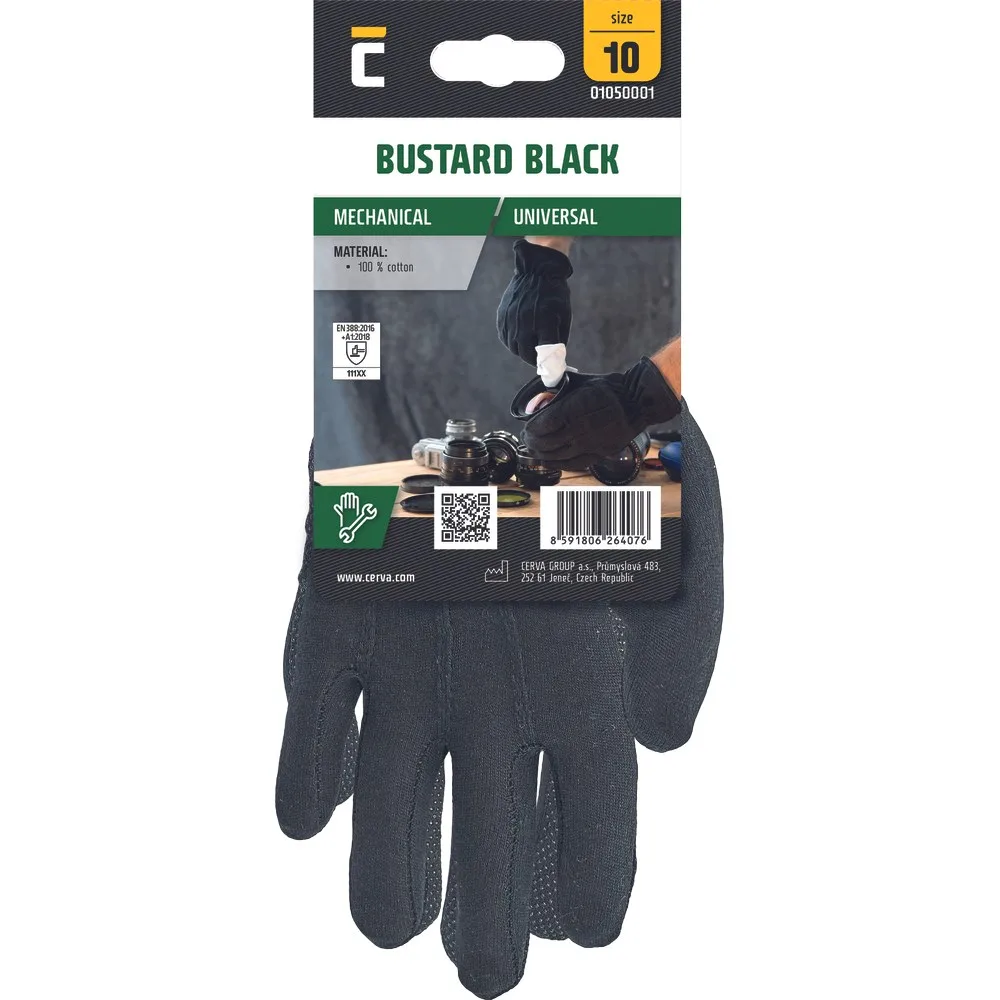 Rukavice CERVA BUSTARD BLACK, BA,PVC terčíky - Obrázek 2