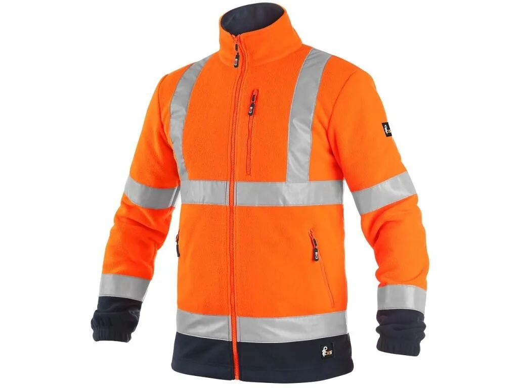 Bunda CXS PRESTON, výstražná, fleece, oranžovo - modrá