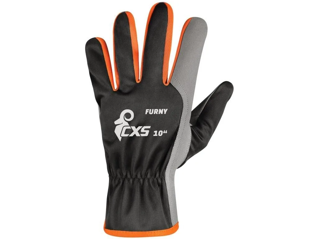 Rukavice CXS FURNY, kombinované, černo-oranžové