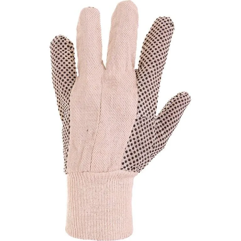 Rukavice GABO, textilní, s PVC terčíky, bílé, vel. 10