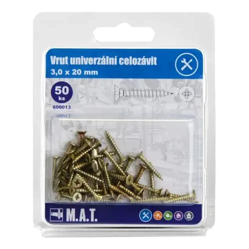 Vrut univerzální celozávit 3,0 × 20 mm (50 ks)