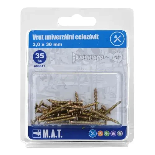 Vrut univerzální celozávit 3,0 × 30 mm (35 ks)
