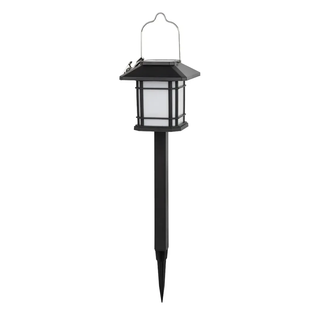 Solární lampa lucerna 12 LED, výška 40 cm, černá