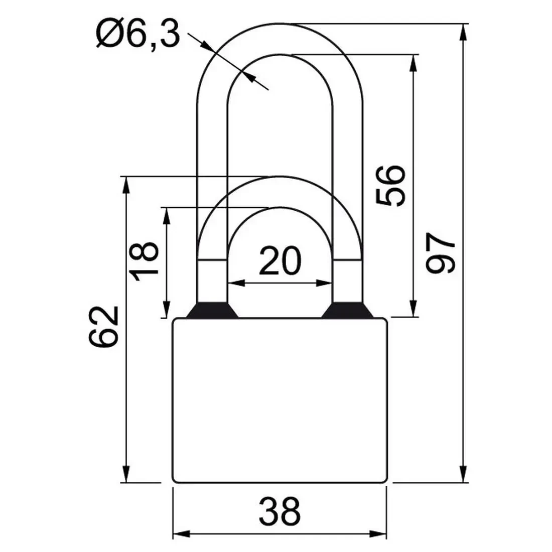 Zámek visací RICHTER OVAL 38