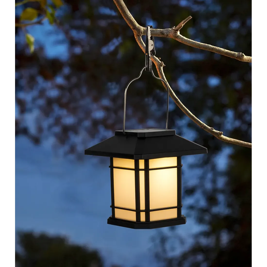 Solární lampa lucerna 12 LED, výška 40 cm, černá
