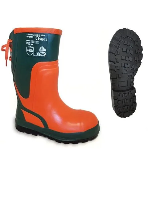 Holínky PROFESIONAL LUMBERJACK III NEO, protipořezové, zimní, oranžovo-zelené