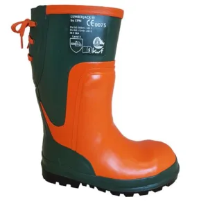 Holínky PROFESIONAL LUMBERJACK III, protipořezové, oranžovo-zelené