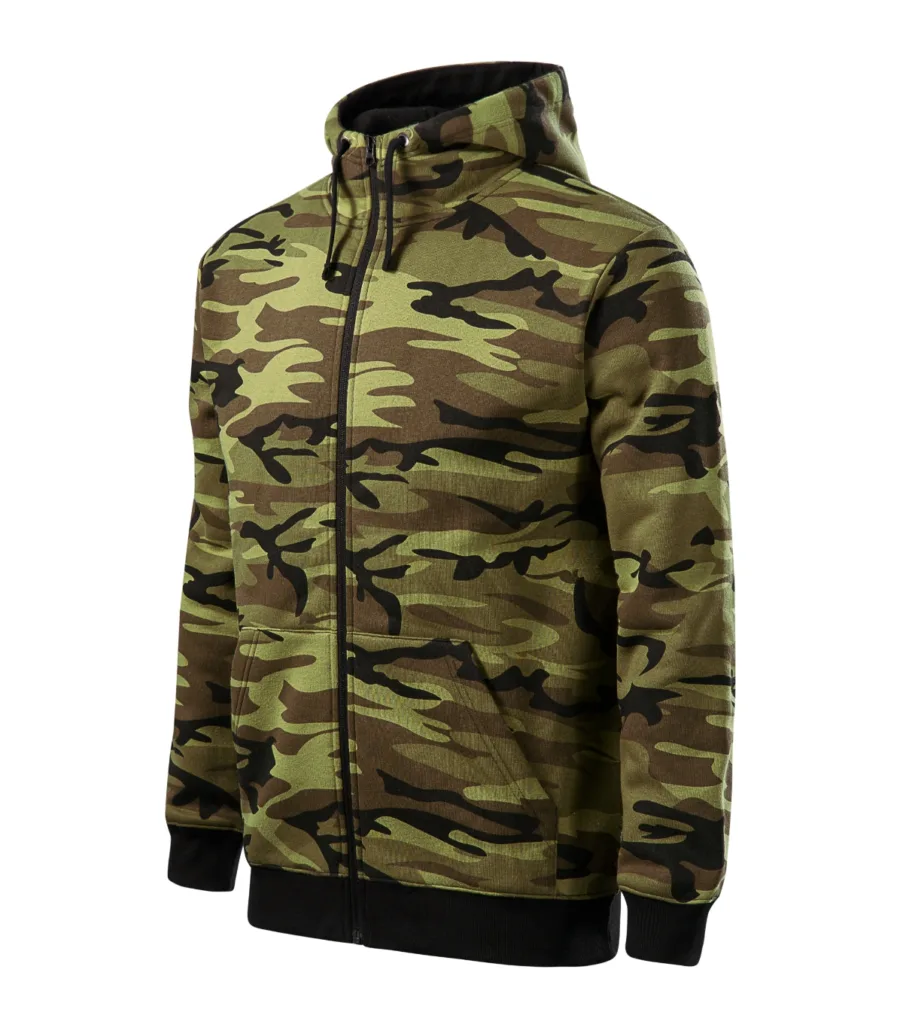 Mikina MALFINI Camo Zipper C19, pánská, camouflage green