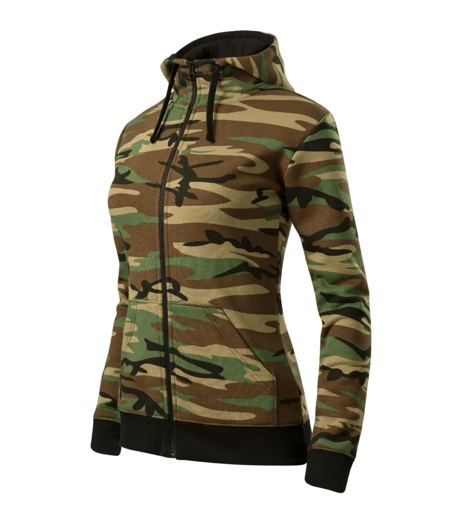 Mikina MALFINI Camo Zipper C20, dámská, camouflage brown