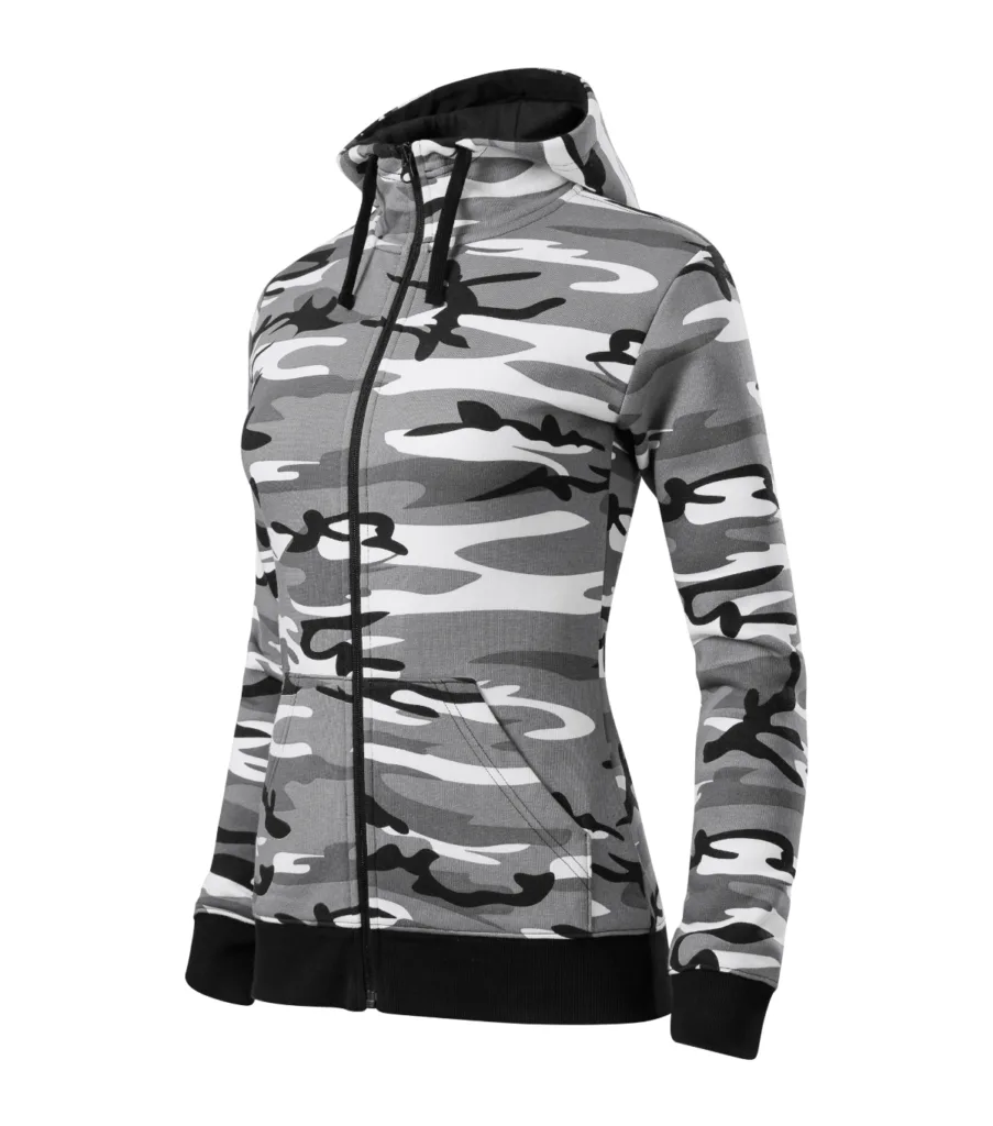 Mikina MALFINI Camo Zipper C20, dámská, camouflage gray