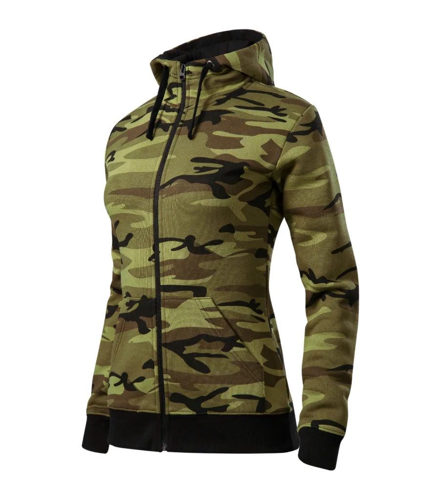 Mikina MALFINI Camo Zipper C20, dámská, camouflage green