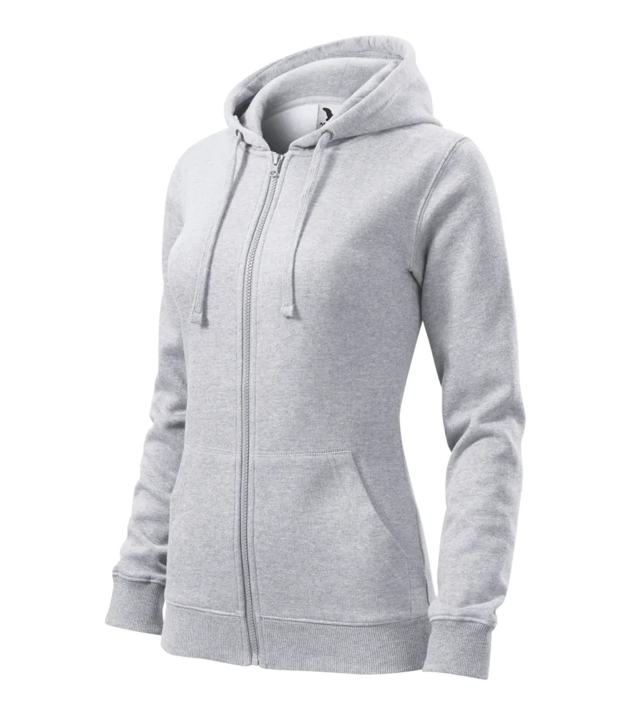 Mikina MALFINI Trendy Zipper 411, dámská, světle šedý melír