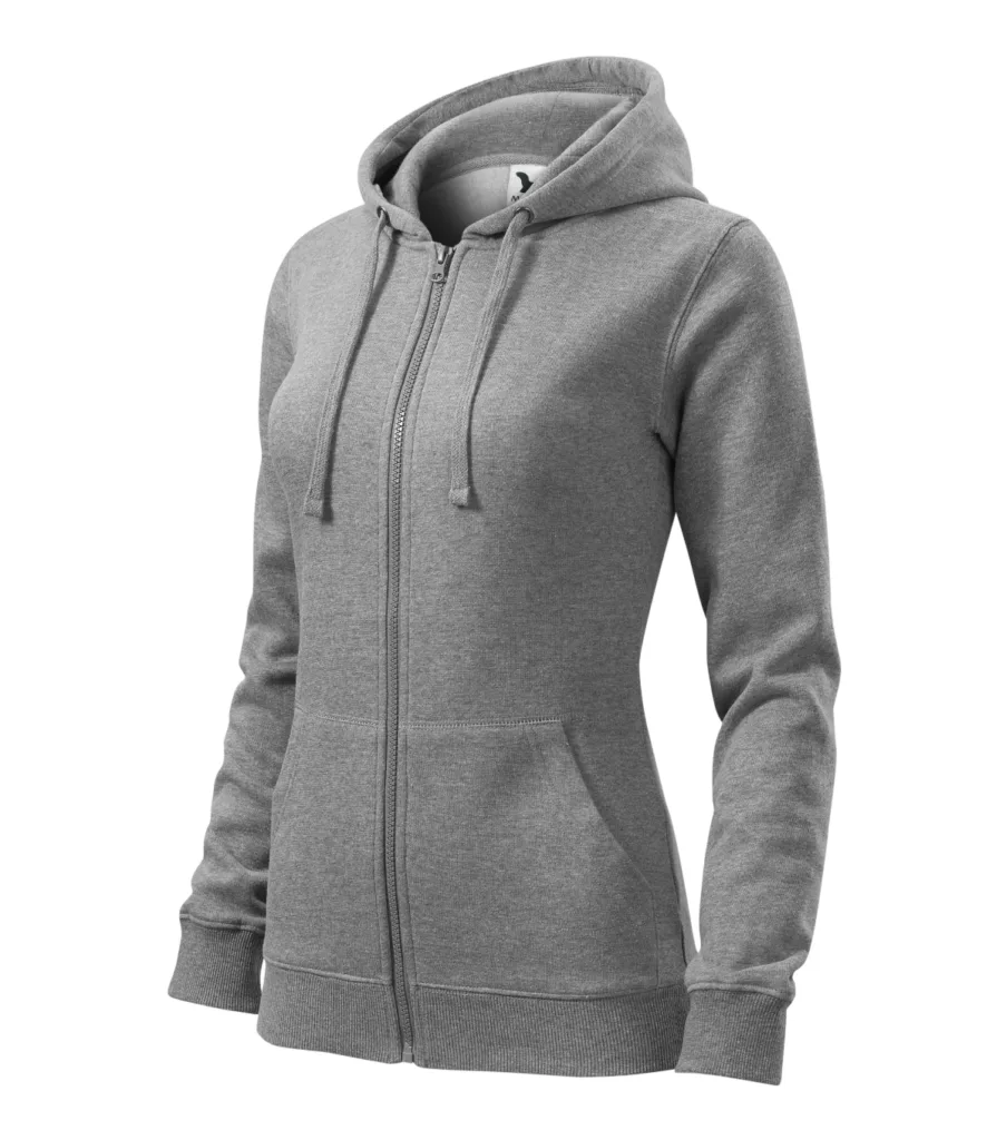 Mikina MALFINI Trendy Zipper 411, dámská, tmavě šedý melír