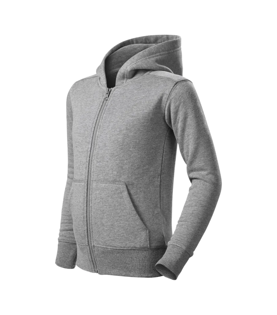 Mikina MALFINI Trendy Zipper 412, dětská, tmavě šedý melír