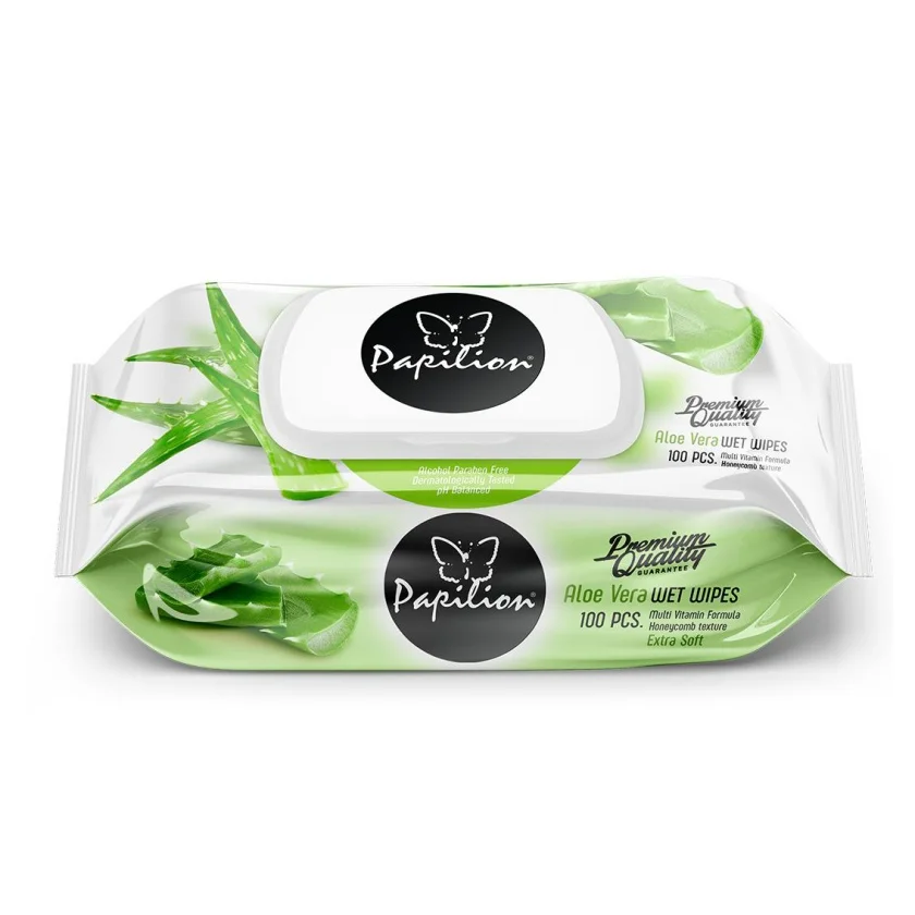 Papilion vlhčené ubrousky aloe vera s klipem 100ks