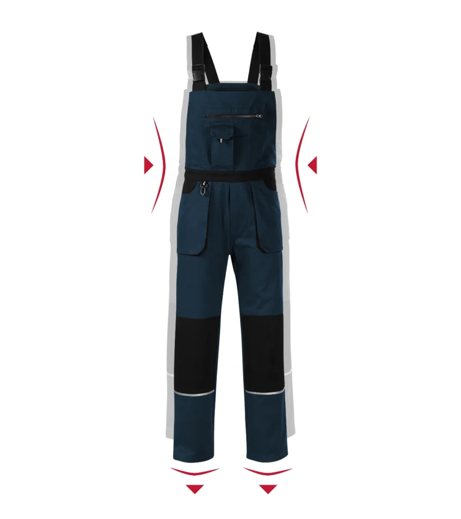 Pracovní kalhoty s laclem RIMECK Woody W02, pánské, námořní modrá