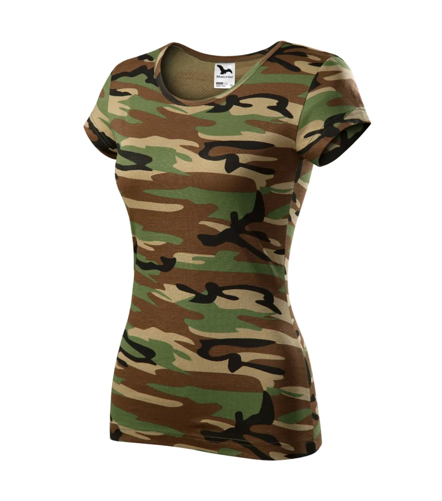 Tričko MALFINI Camo Pure C22, dámské, camouflage brown
