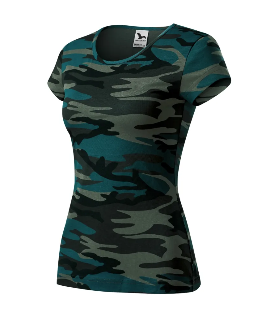 Tričko MALFINI Camo Pure C22, dámské, camouflage petrol