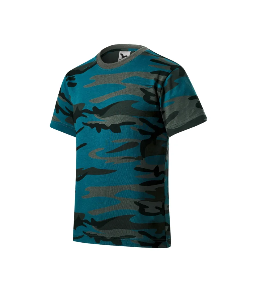 Tričko MALFINI Camouflage 149, dětské, camouflage petrol