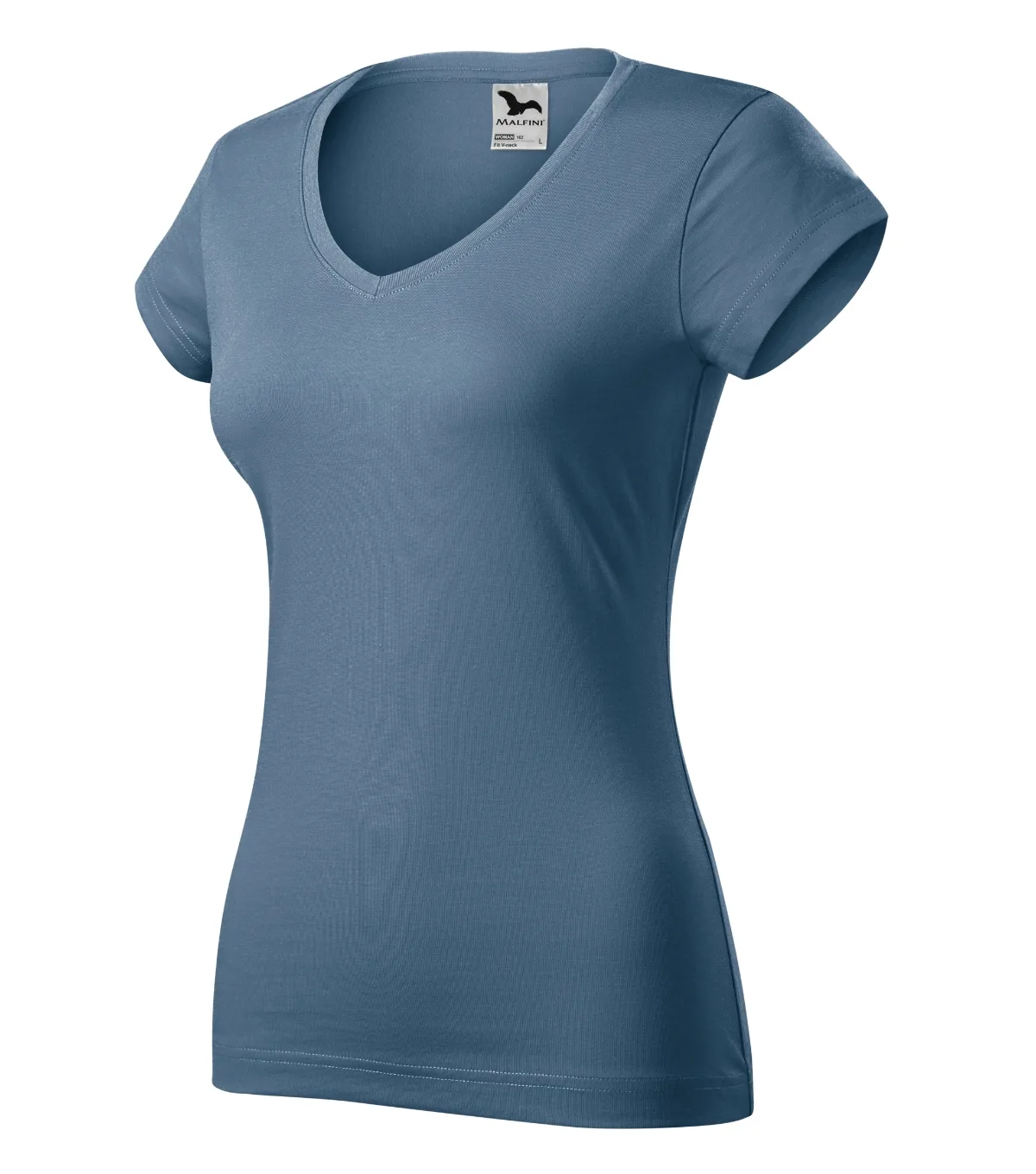 Tričko MALFINI Fit V-neck 162, dámské, denim