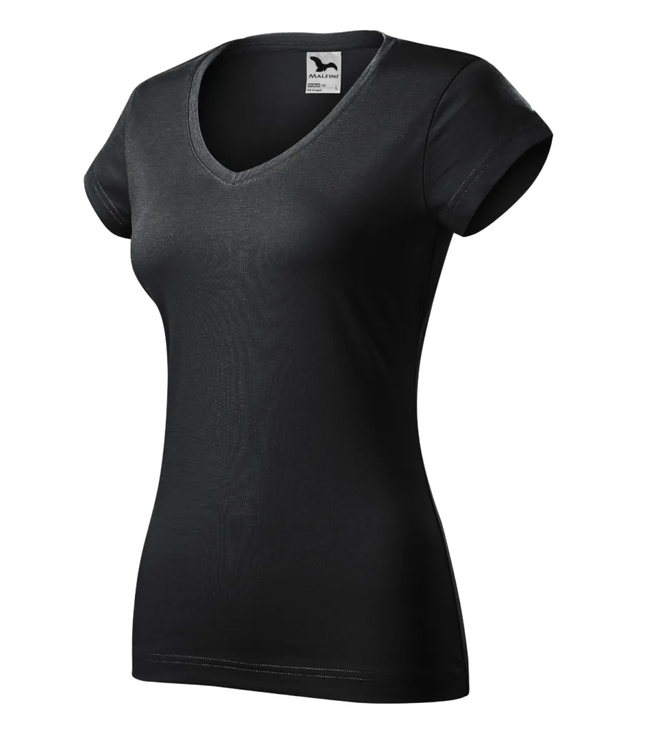 Tričko MALFINI Fit V-neck 162, dámské, ebony gray