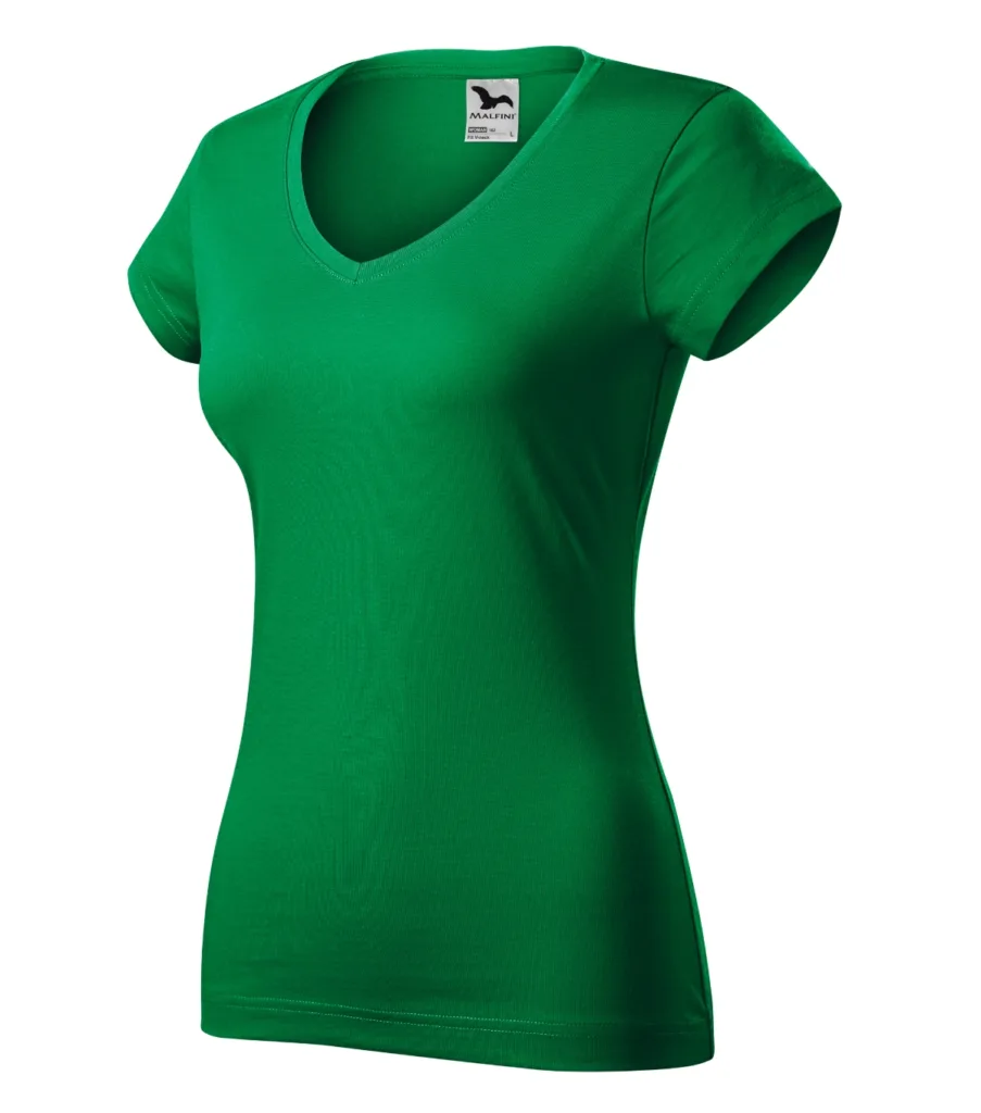 Tričko MALFINI Fit V-neck 162, dámské, středně zelená