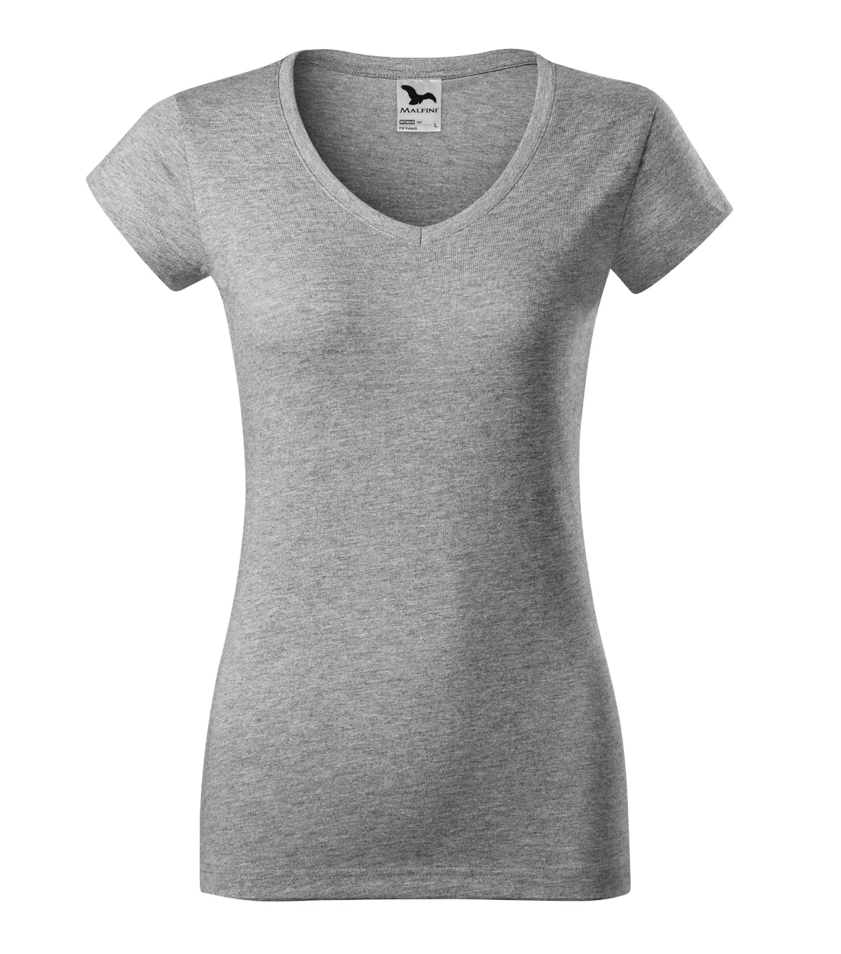 Tričko MALFINI Fit V-neck 162, dámské, tmavě šedý melír - Obrázek 2