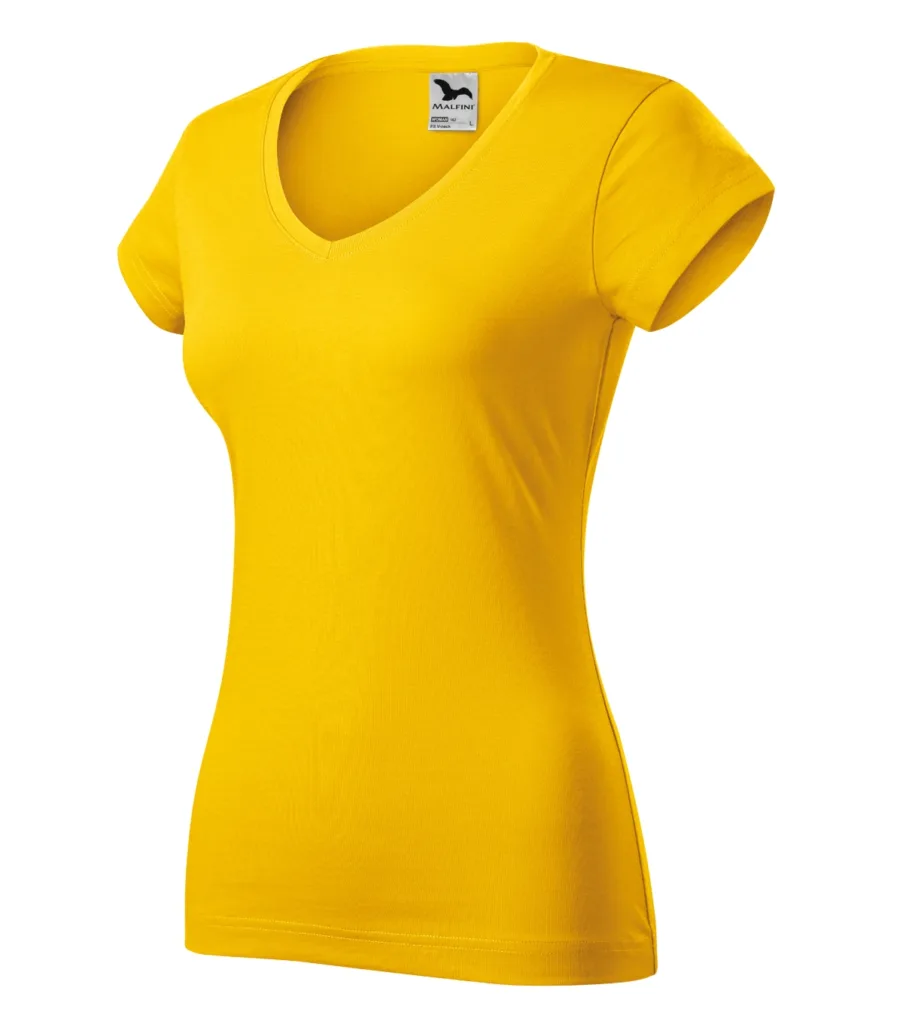 Tričko MALFINI Fit V-neck 162, dámské, žlutá