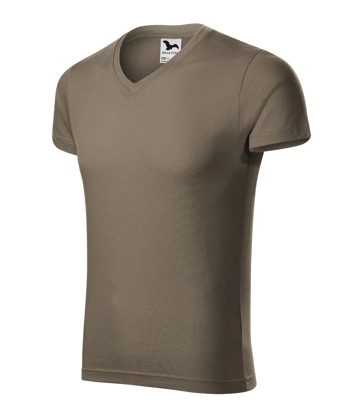Tričko MALFINI Slim Fit V-neck 146, pánské, army