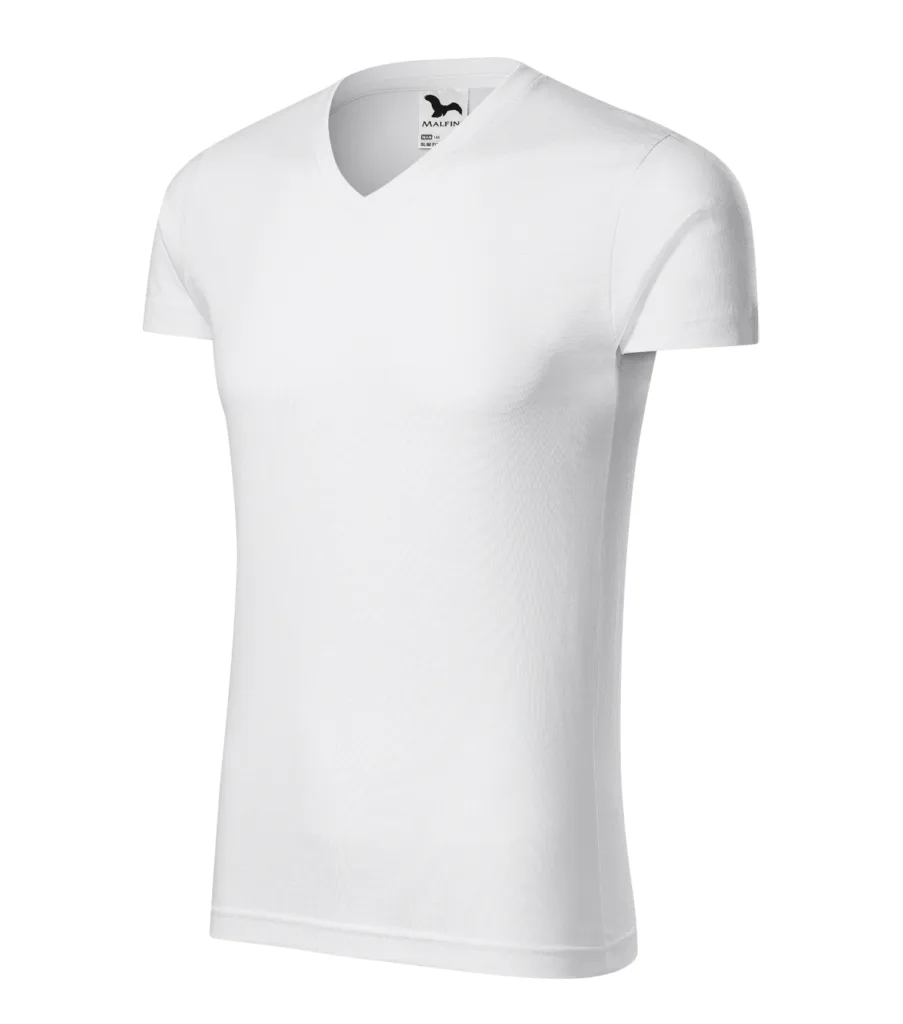 Tričko MALFINI Slim Fit V-neck 146, pánské, bílá