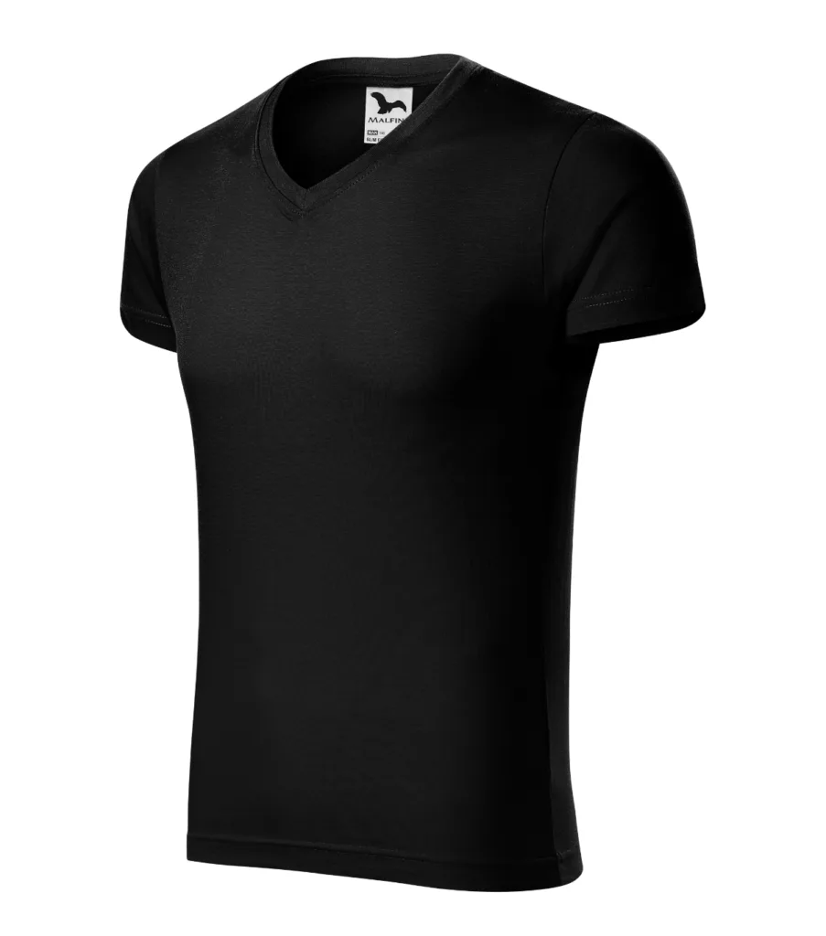 Tričko MALFINI Slim Fit V-neck 146, pánské, černá