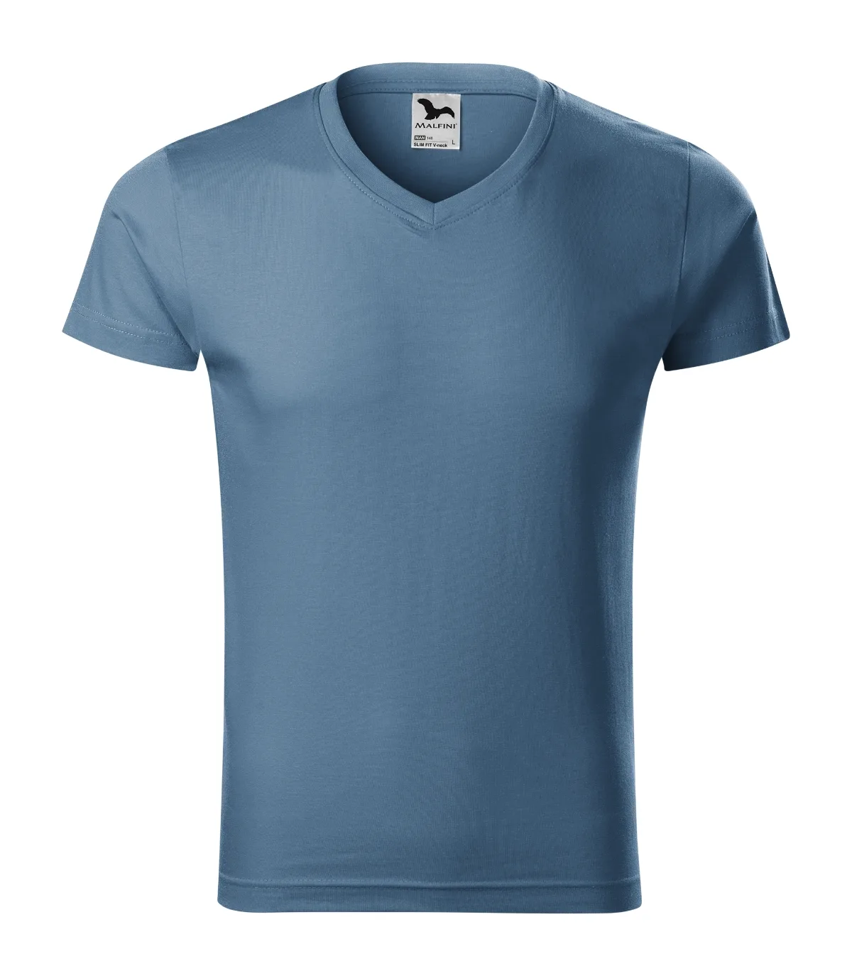 Tričko MALFINI Slim Fit V-neck 146, pánské, denim - Obrázek 2