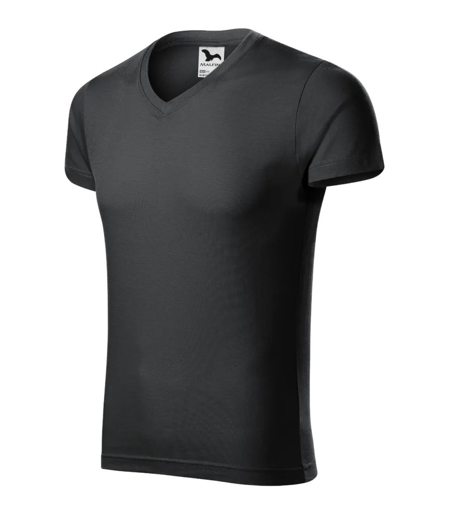 Tričko MALFINI Slim Fit V-neck 146, pánské, ebony gray