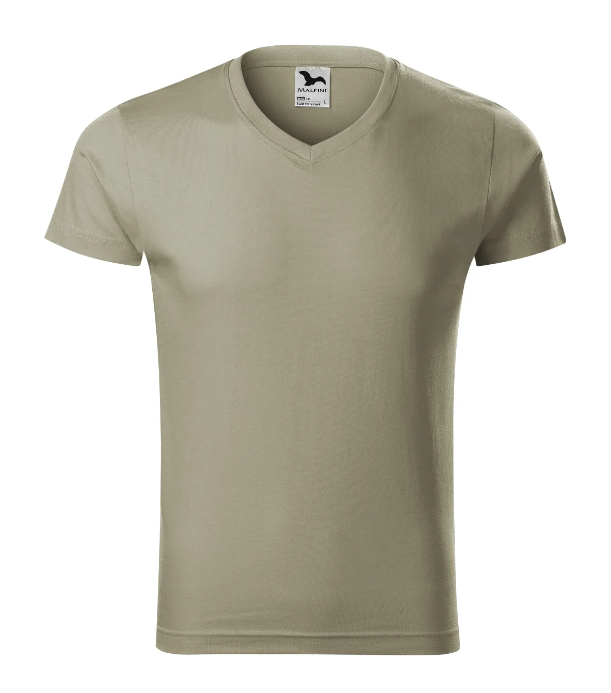Tričko MALFINI Slim Fit V-neck 146, pánské, světlá khaki - Obrázek 2