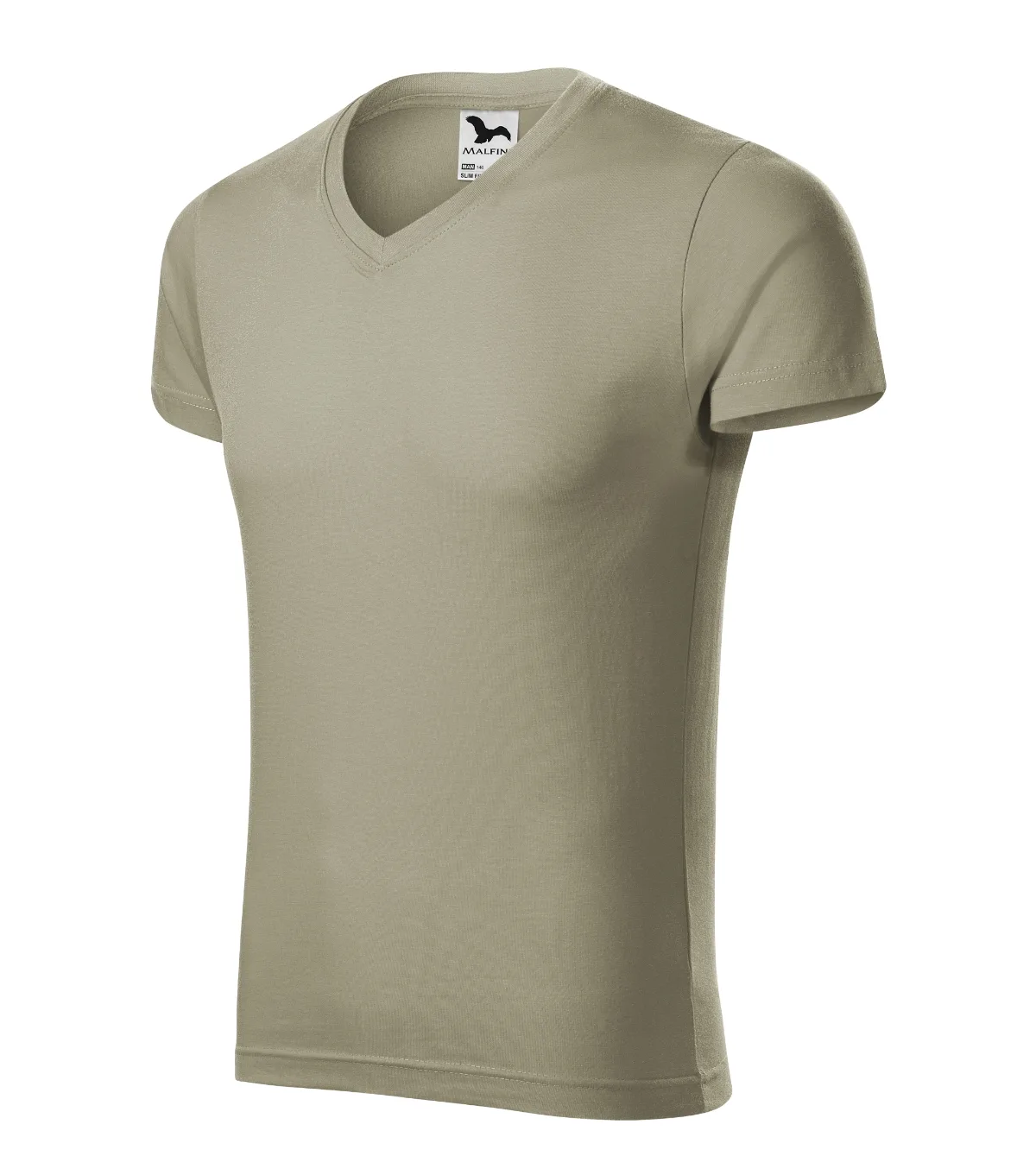 Tričko MALFINI Slim Fit V-neck 146, pánské, světlá khaki