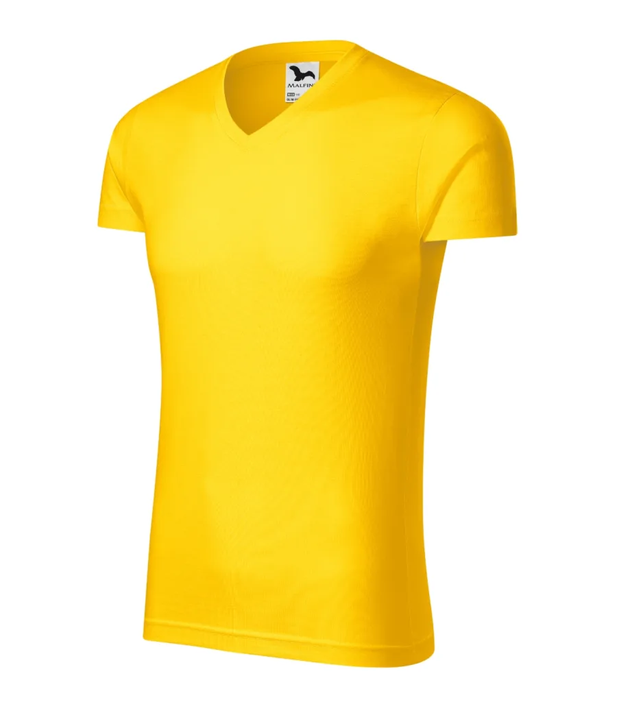Tričko MALFINI Slim Fit V-neck 146, pánské, žlutá