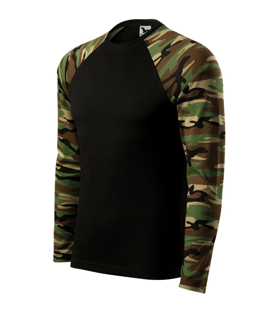 Triko MALFINI Camouflage LS 166, unisex, camouflage brown