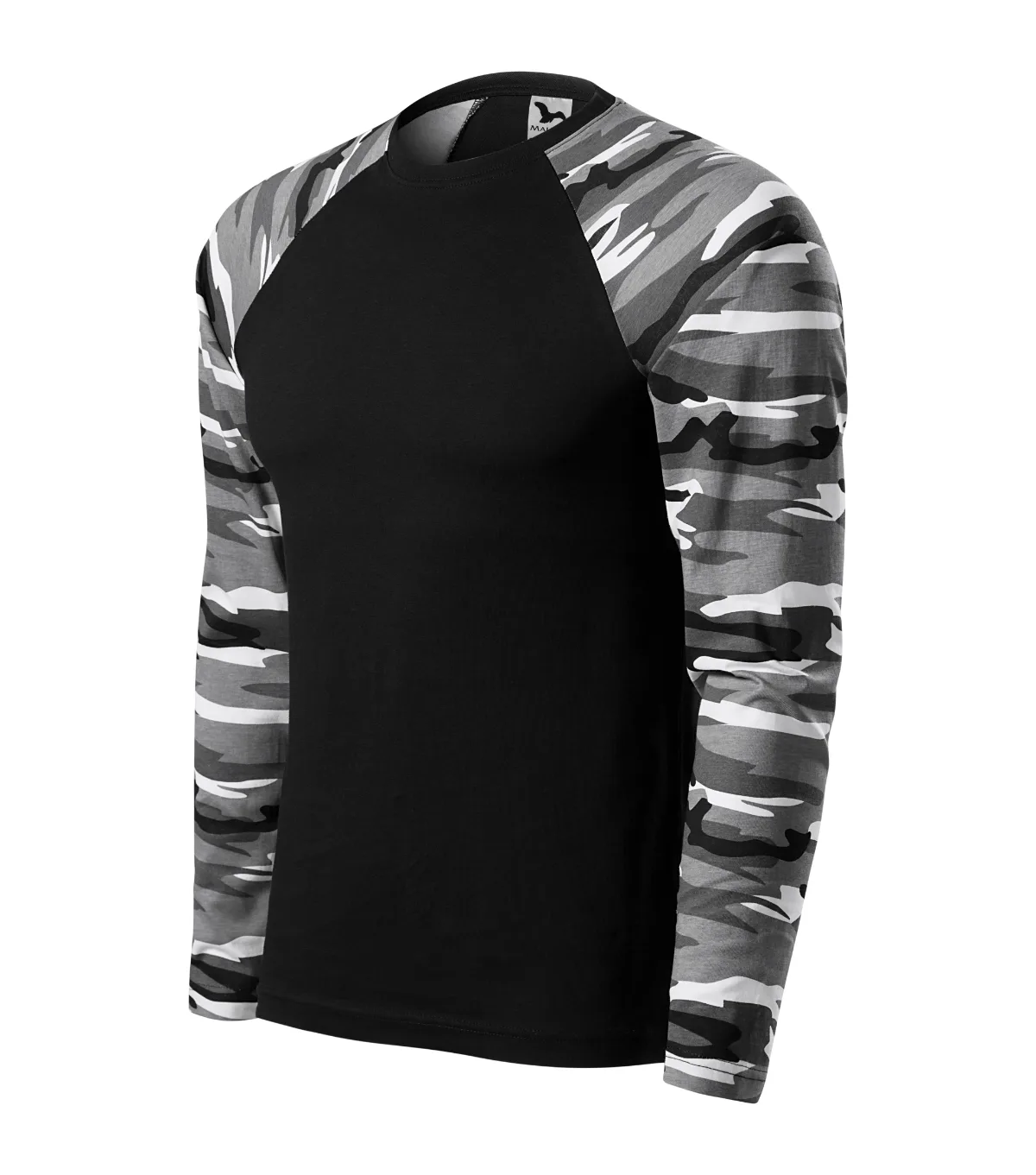 Triko MALFINI Camouflage LS 166, unisex, camouflage gray
