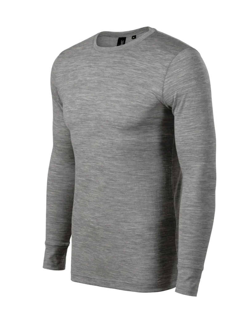 Triko MALFINI Premium Merino Rise LS 159, pánské, tmavě šedý melír