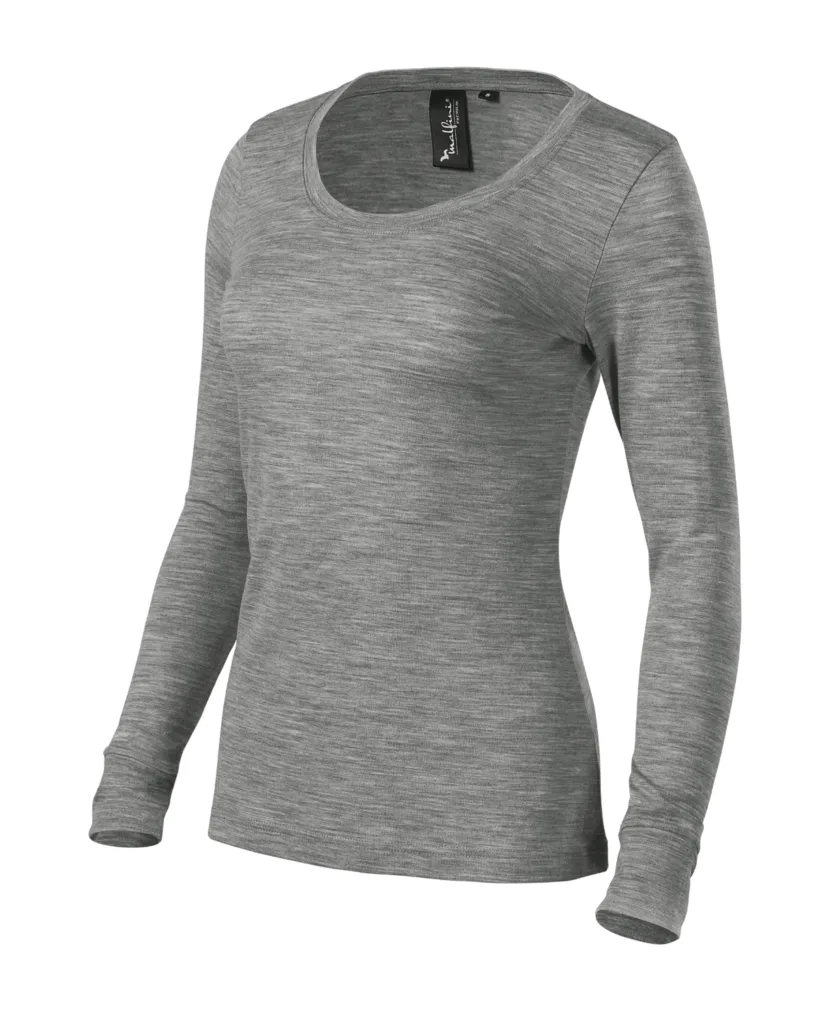 Triko MALFINI Premium Merino Rise LS 160, dámské, tmavě šedý melír