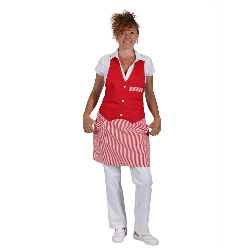 Zástěra TRADETEX 0060, unisex, s vestičkou, červená, pohled 2