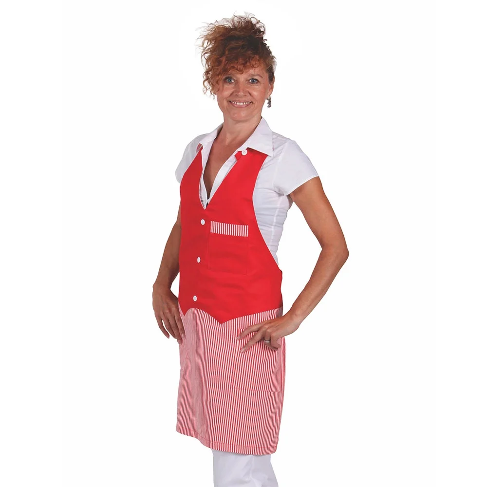 Zástěra TRADETEX 0060, unisex, s vestičkou, červená